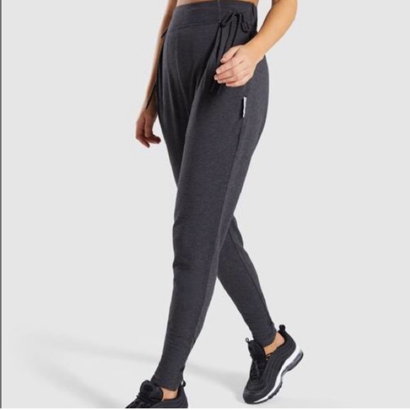 Gymshark Slounge Cinched joggers - black marl - size Large - Picture 2 of 7